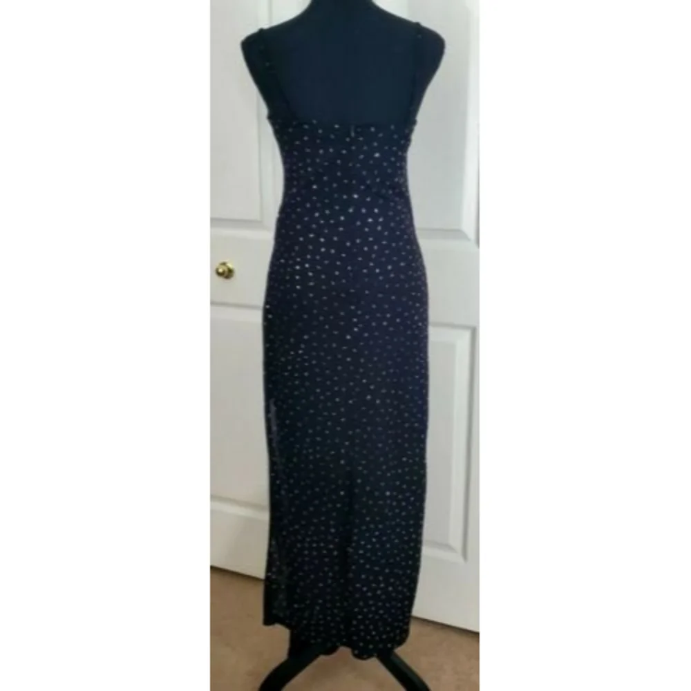 TOWER Ladies Evening Black Stretch Purple Glitter Layered Mesh Jumpsuit Sz M